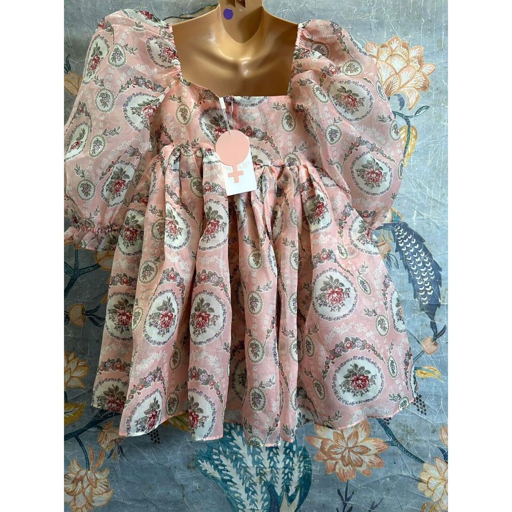 Anthropologie Selkie Rapunzel Puff Short-Sleeve Bubble Floral Mini Dress - Picture 9 of 11